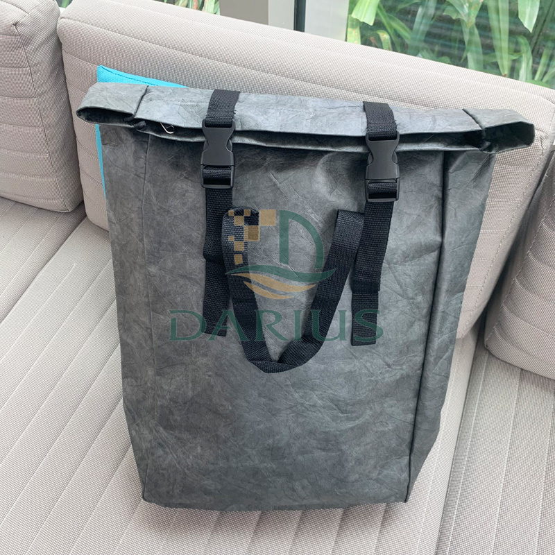 Mukautettu vedenpitävä matkavaellus, musta pestävä Tyvek-paperireppu