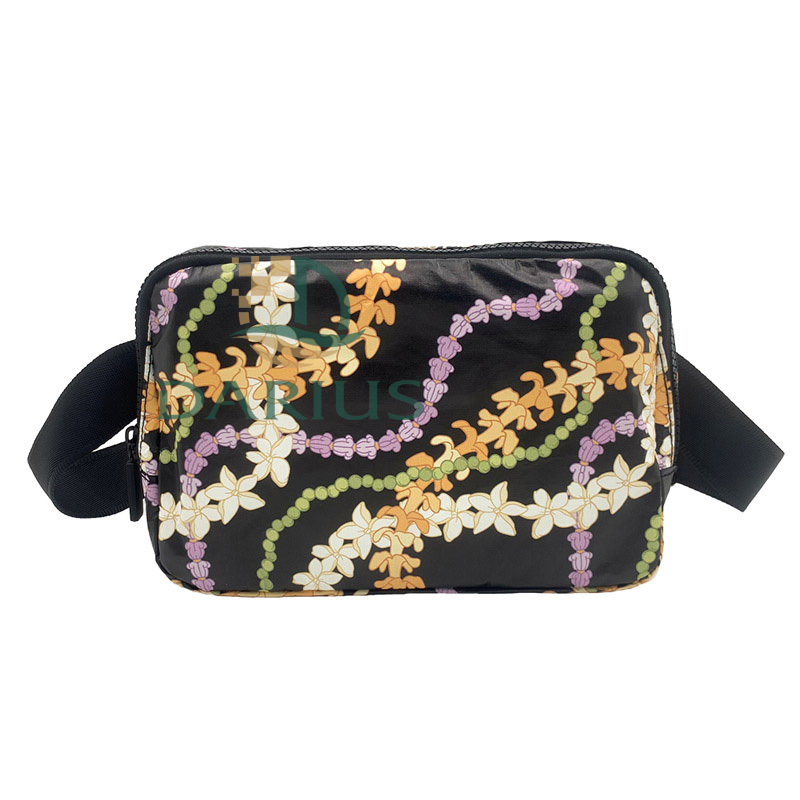 Tyvek Fanny Pack Waterproof Tropical Floral Waist Bag