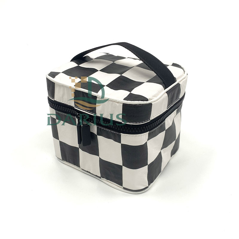Checkered Tyvek Travel Pouch Waterproof Toiletry Bag