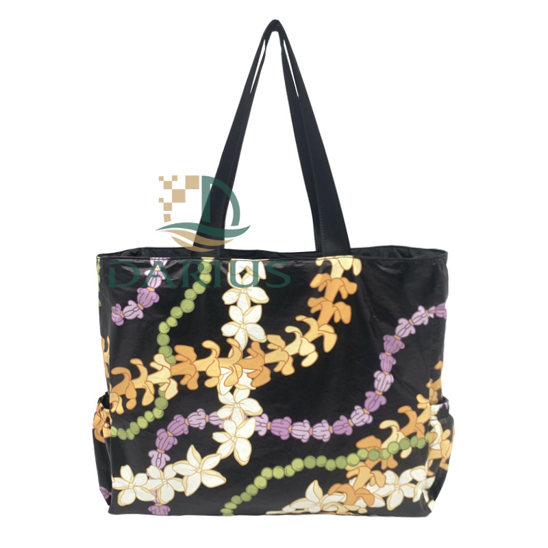 Custom Floral Print Tyvek Mommy Tote Bag
