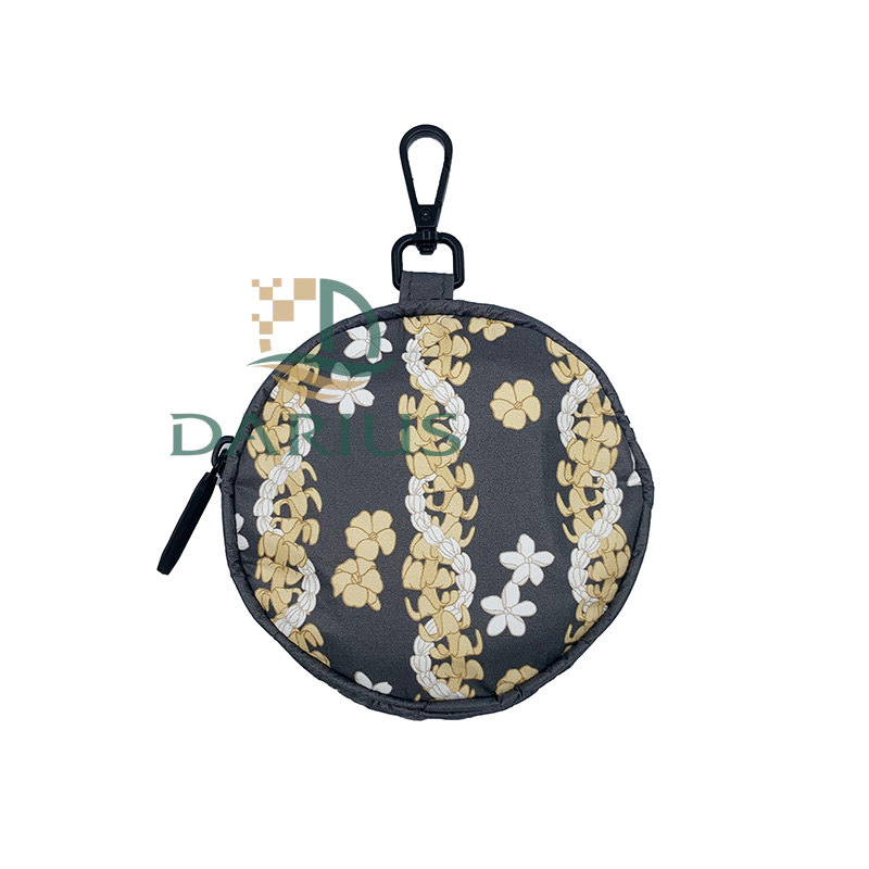 Floral Print Mini Zipper Round Tyvek Coin Purse