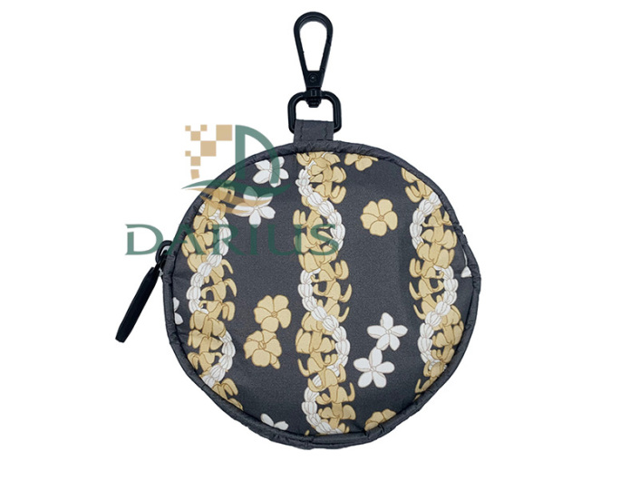 Floral Print Mini Zipper Round Tyvek Coin Purse