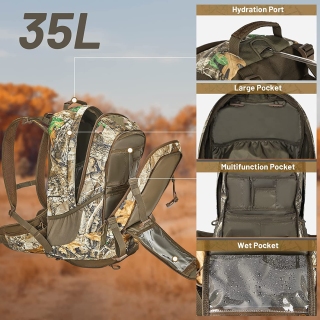 Camo Hunting Backpack With Waterproof Rain Cover
