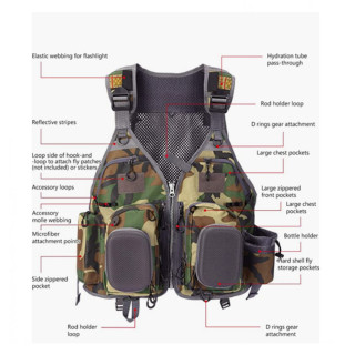 Men's Adjustable Camouflage Fishing Vest Pack