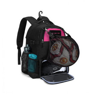 Schoolvoetbalteam rugzaktas met mesh balhouder