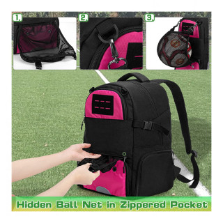School Soccer Team Backpack Bag With Mesh Ball Holder