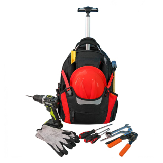 Weithals-Rucksack aus Leder mit Rädern