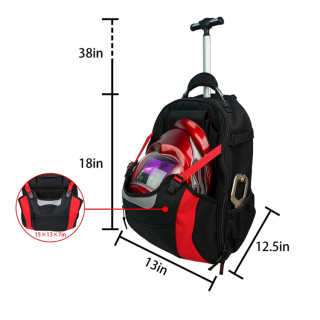 Wide Mouth Backpack Leather Tool Punch Bag With Wheels