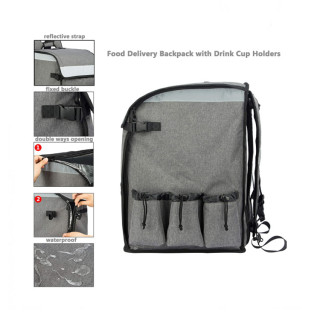 Insulated Food Delivery Backpack with Drink Holder