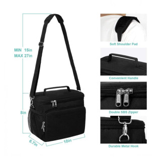 Black Cooler Lunch Box Bag Kit For Office