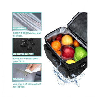 Black Cooler Lunch Box Bag Kit For Office