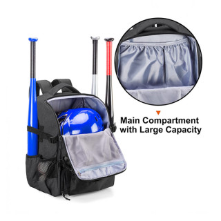 Men's Baseball Backpack Bag With Helmet Holder