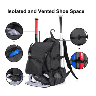 Men's Baseball Backpack Bag With Helmet Holder