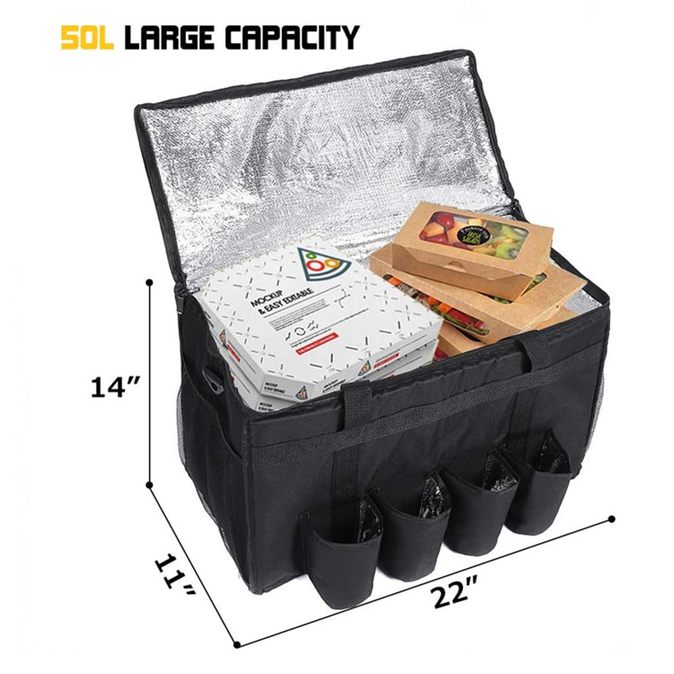 insulated pizza delivery bag with cup holder