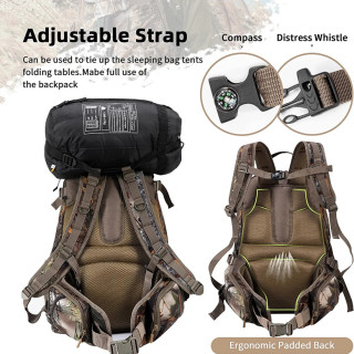Camo Hunting Combat Daypack For Rifle Bow Gun Frame