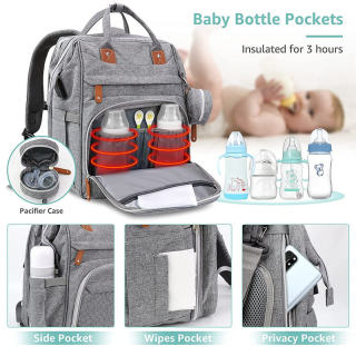 Travel Diaper Backpack With USB Charging Port For Moms