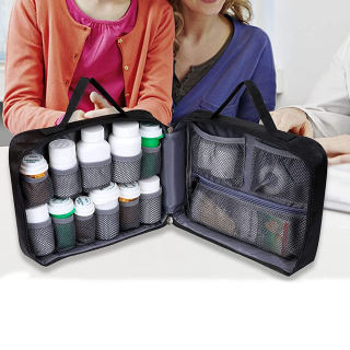 Large Padded Pill Bottle Organizer Travel Medicine Bag