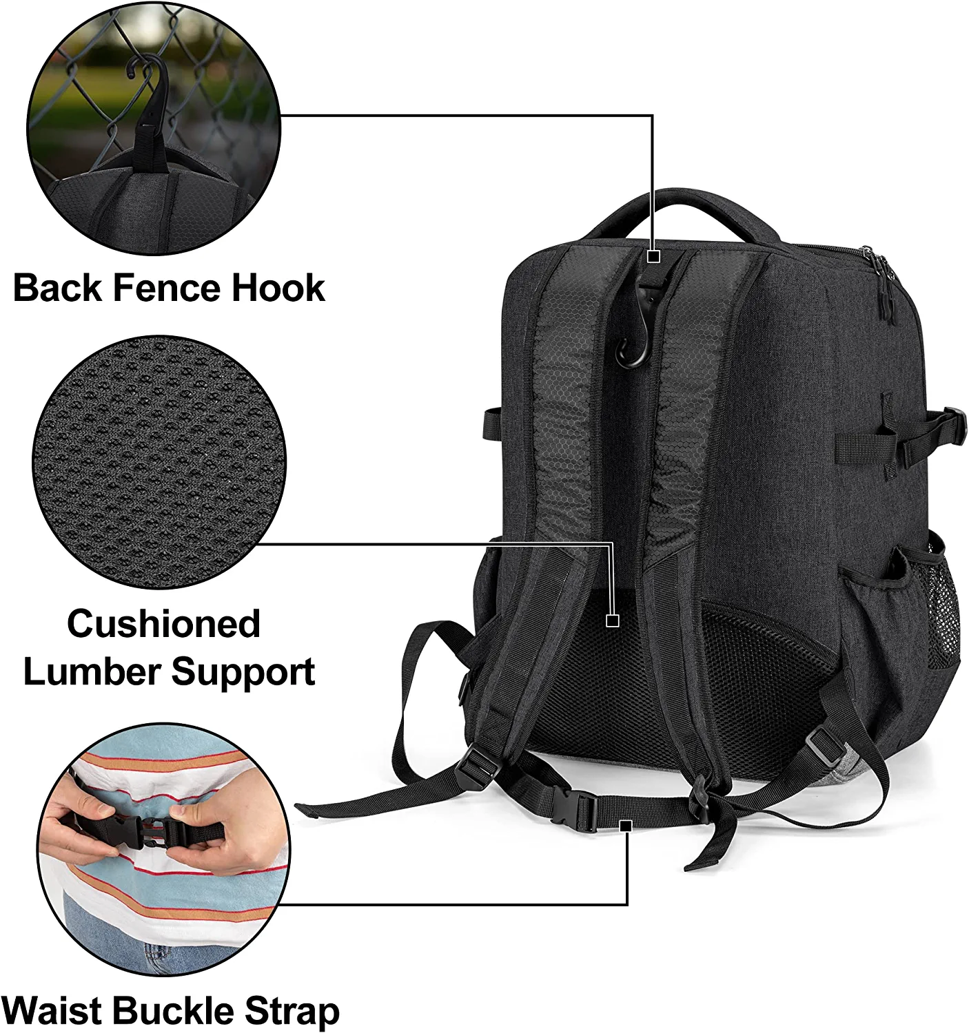 baseball backpack with helmet holder