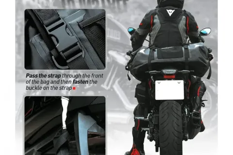 استكشف الأماكن الخارجية الرائعة مع حقيبة دافل للدراجة النارية مقاومة للماء بسعة 40 لترًا