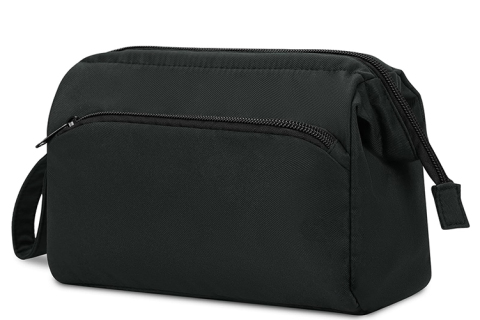 Élégance intemporelle en déplacement – ​​Découvrez la trousse de maquillage noire polyvalente