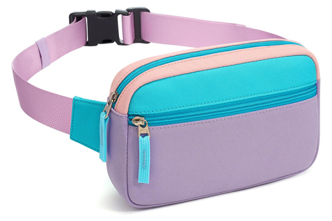 Custom Kids Fanny Pack Colorblock Adjustable Belt Bag for School and Outdoor Programs