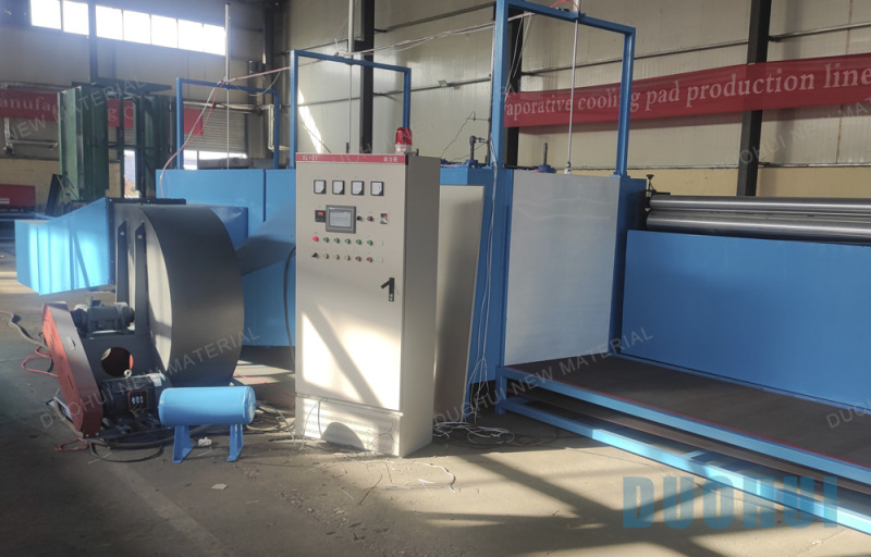 Evaporative cooling pad wet curtain production line updated