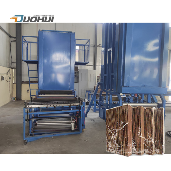Pad manufacturing line for making cooling pads honeycomb pads