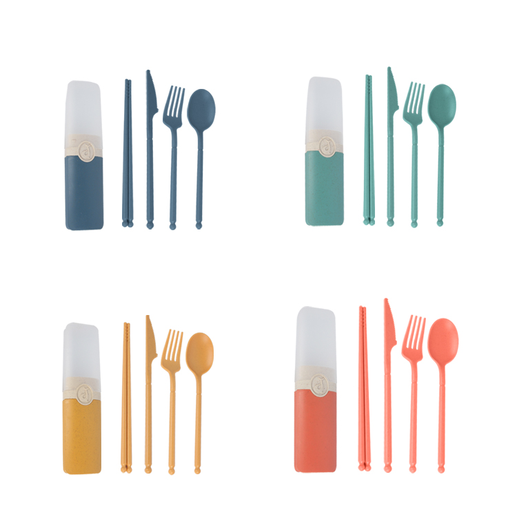 Custom Eco Friendly Wheat Straw Plastic Poratble Cutlery Sets