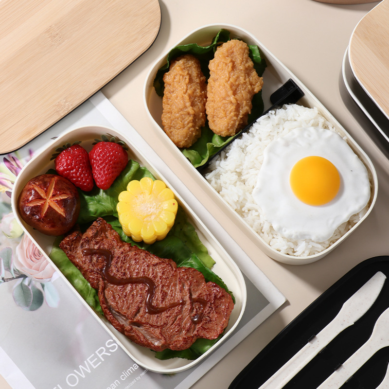 BPA Free Leakproof Plastic Lunch box Microwave Safe Double Layer Oval Lunch Bento Box