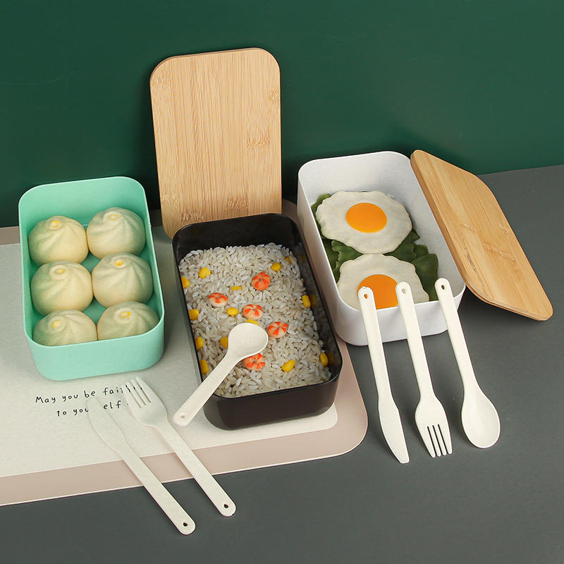 bamboo lid lunch box set