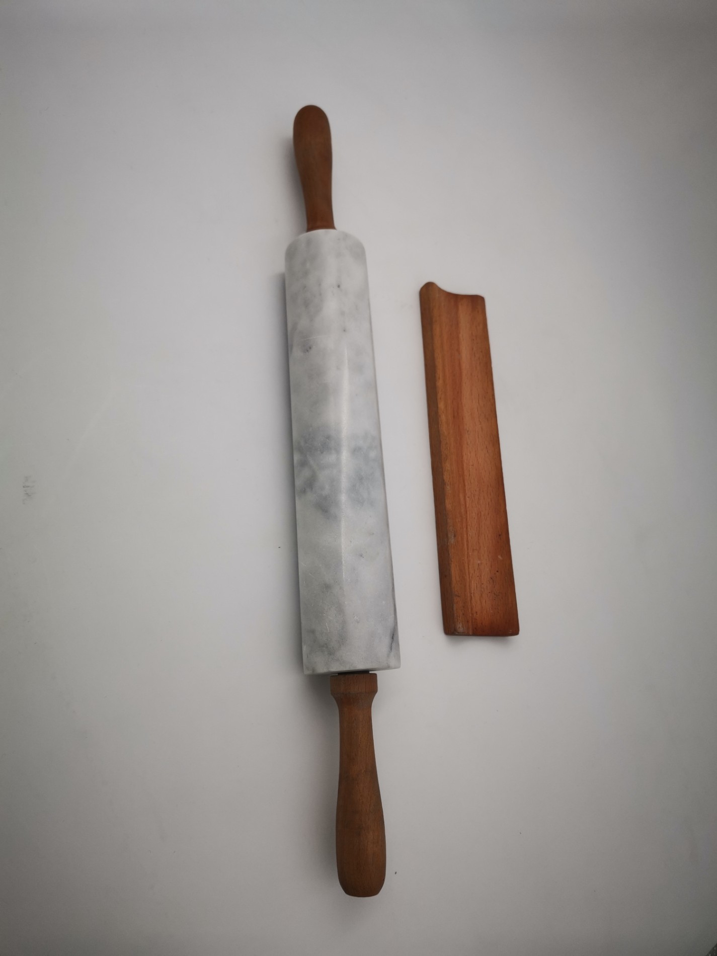 Natural Marble Rolling Pin With Wooden Cradle