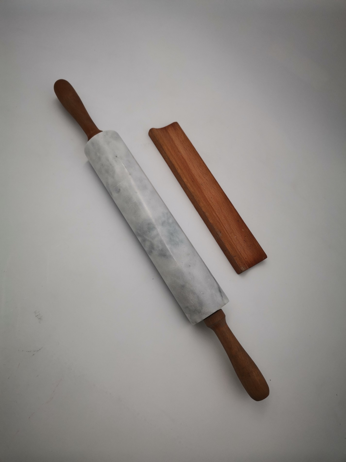 Natural Marble Rolling Pin With Wooden Cradle