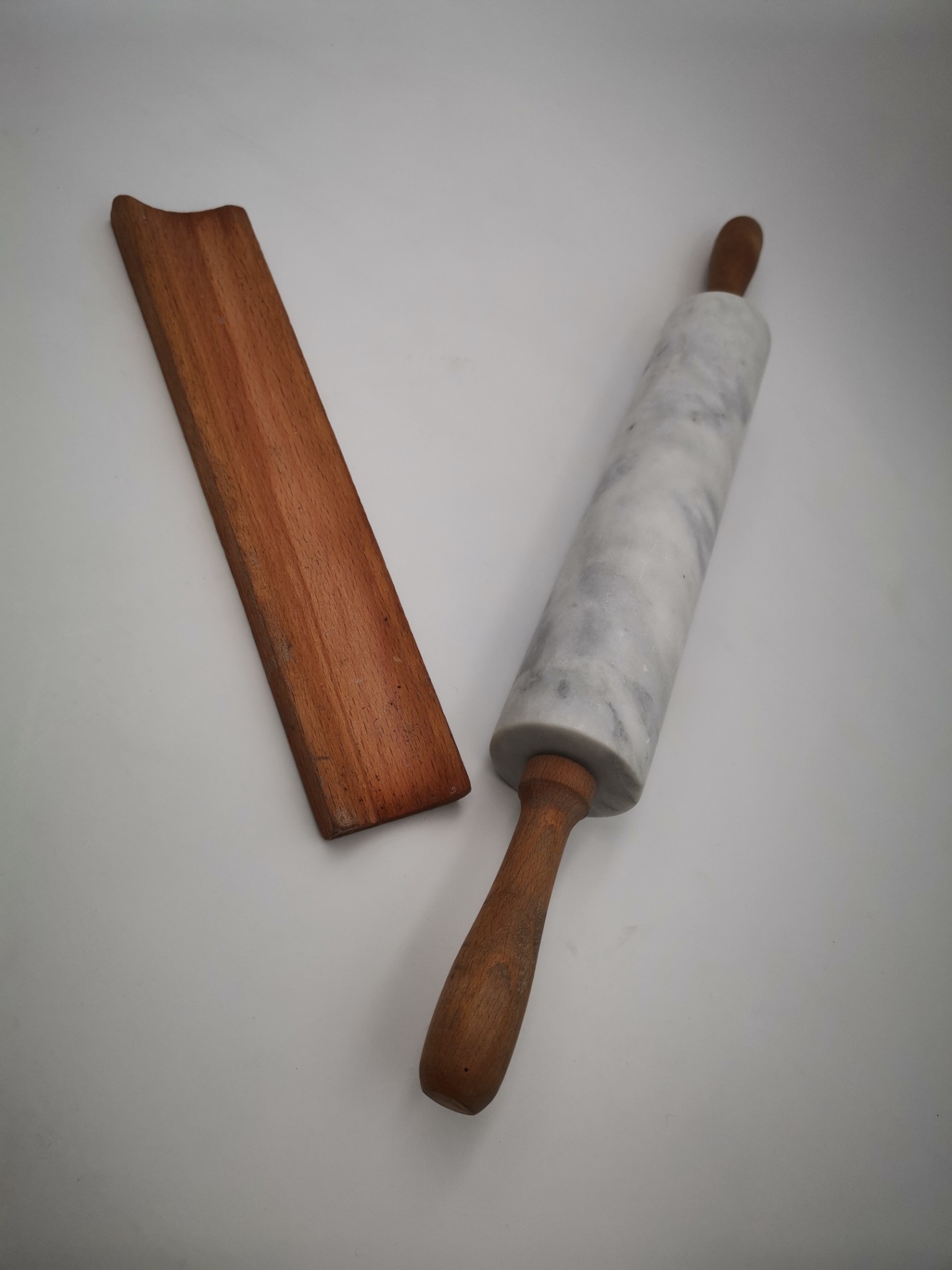 Natural Marble Rolling Pin With Wooden Cradle