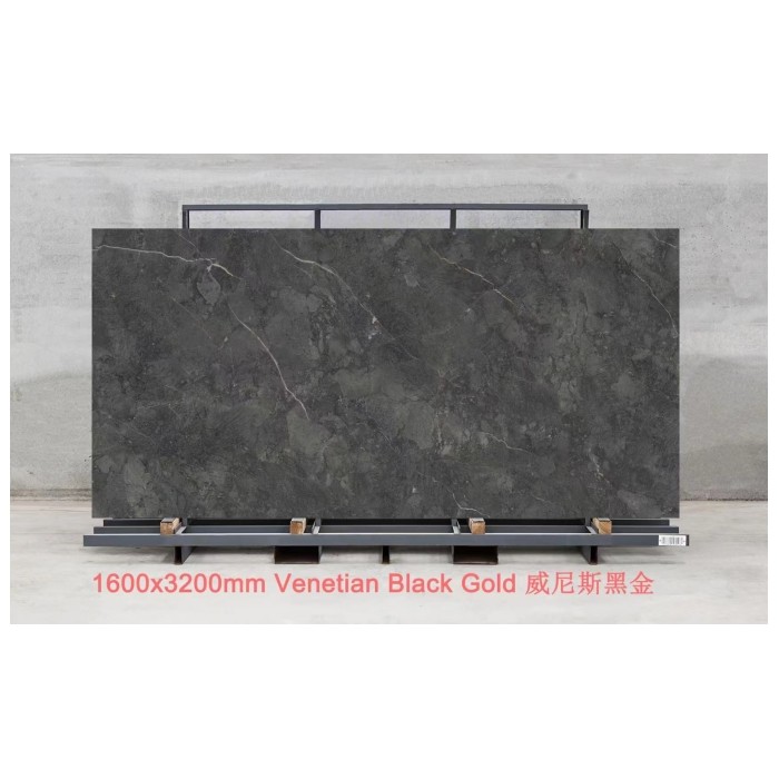1600x3200mm Venetian Black Gold Sintered Stone