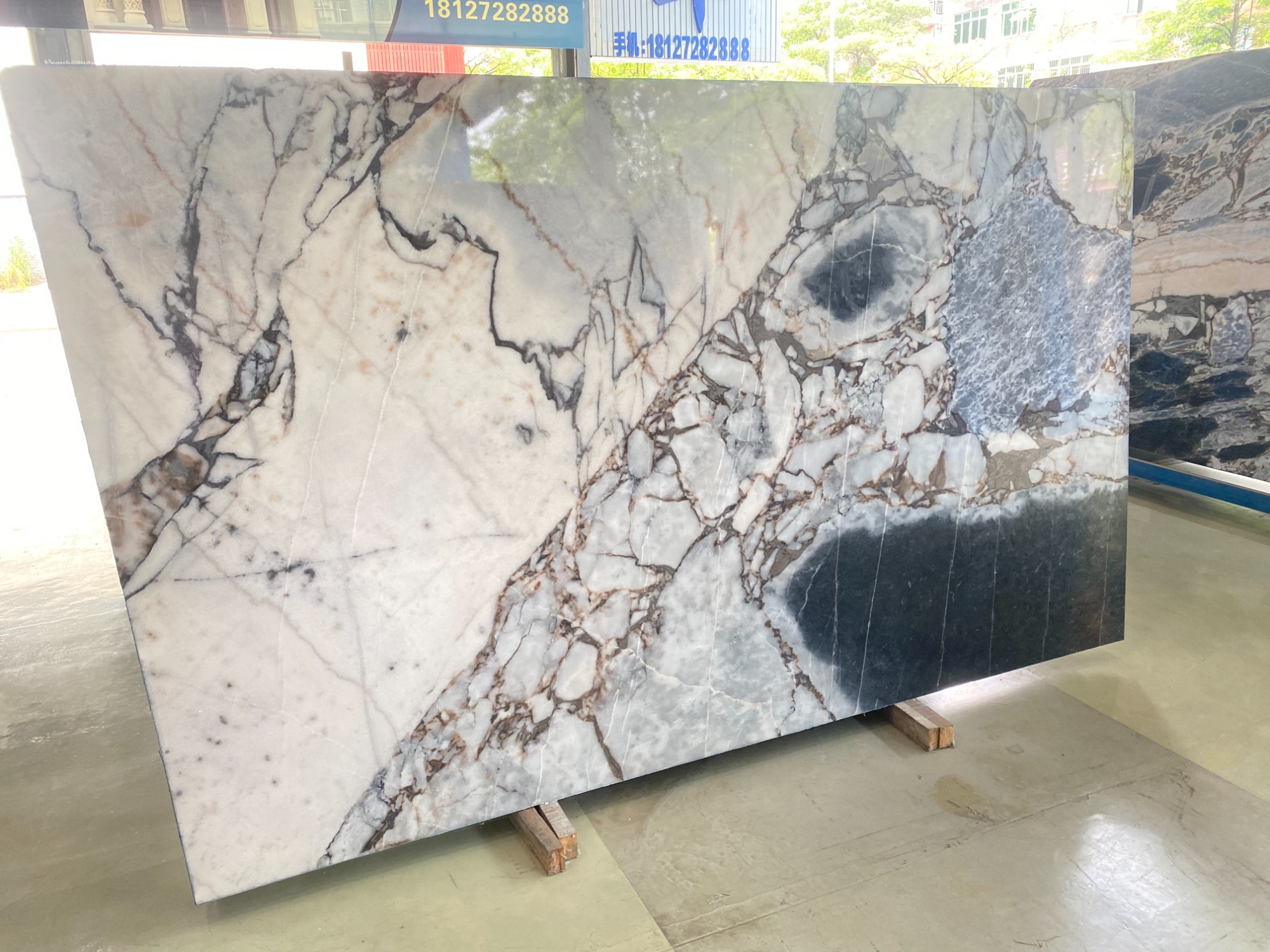 Elephant White Marble/Ocean Storm Marble