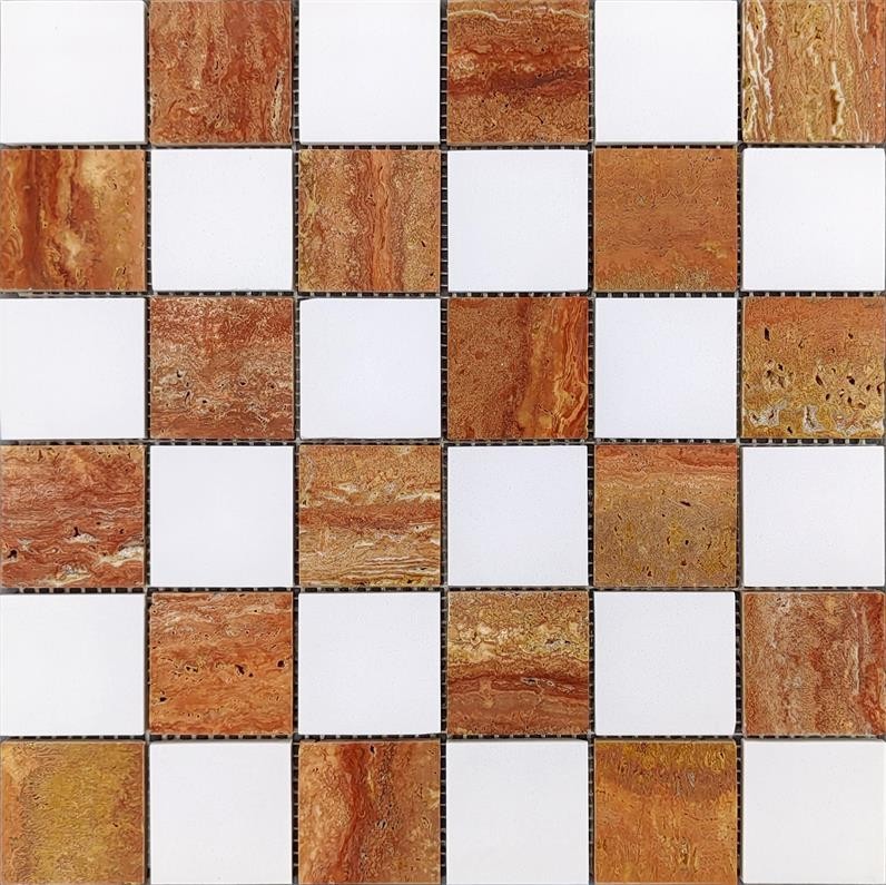 Red Travertine Mosaic Tiles CM129#