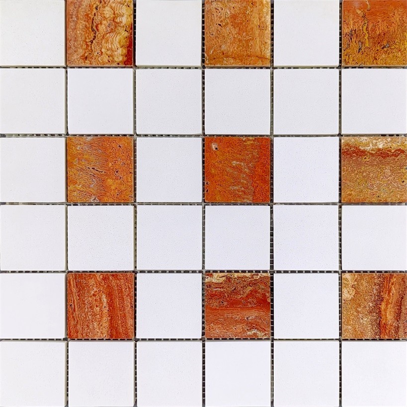 Red Travertine Mosaic Tiles CM129#