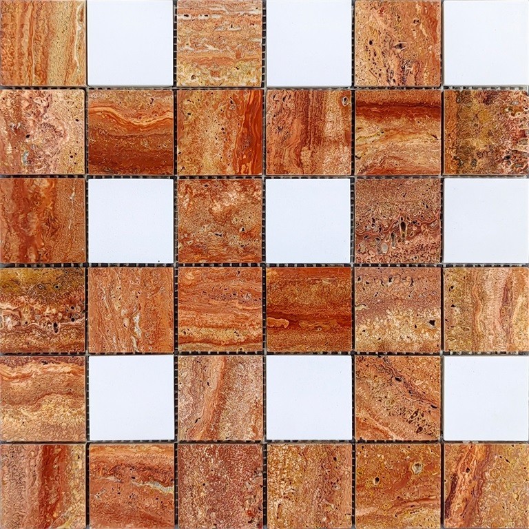 Red Travertine Mosaic Tiles CM129#