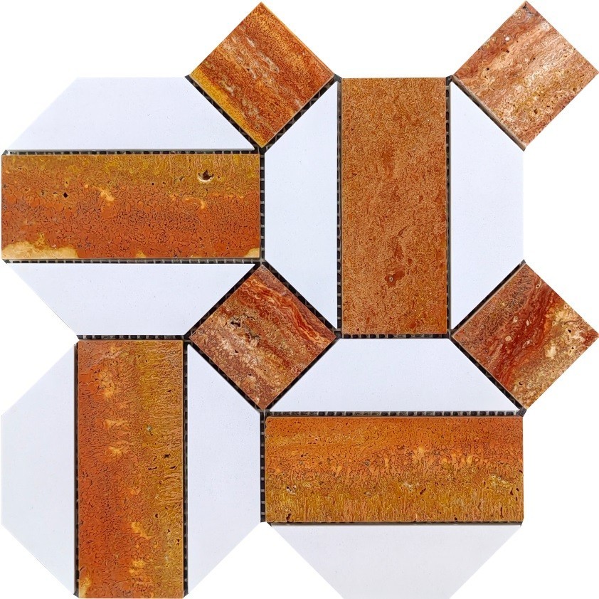 Red Travertine Mosaic Tiles CM129#