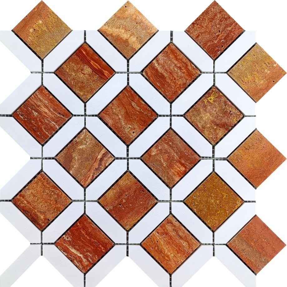 Red Travertine Mosaic Tiles CM129#