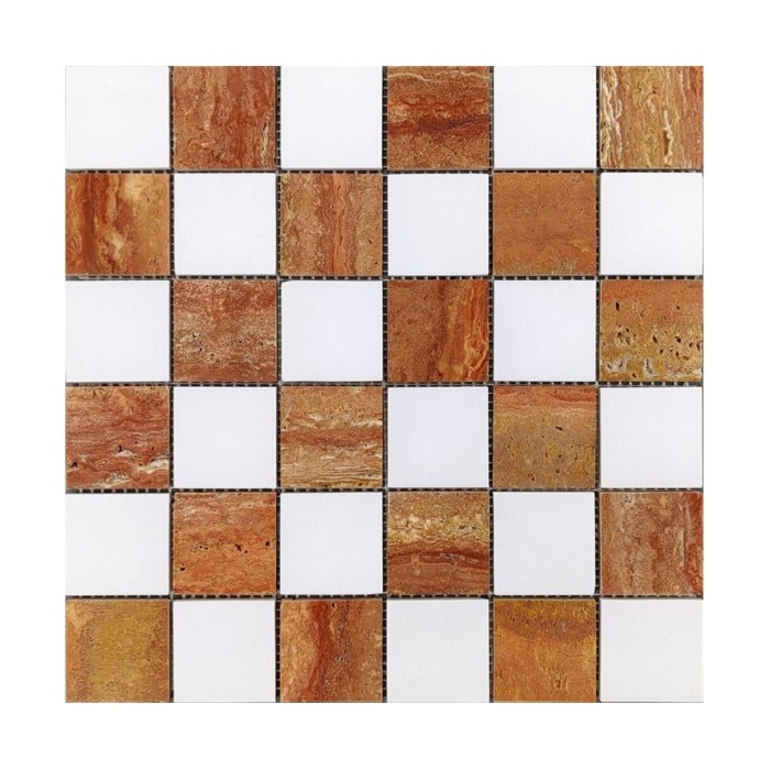 Red Travertine Mosaic Tiles CM128#