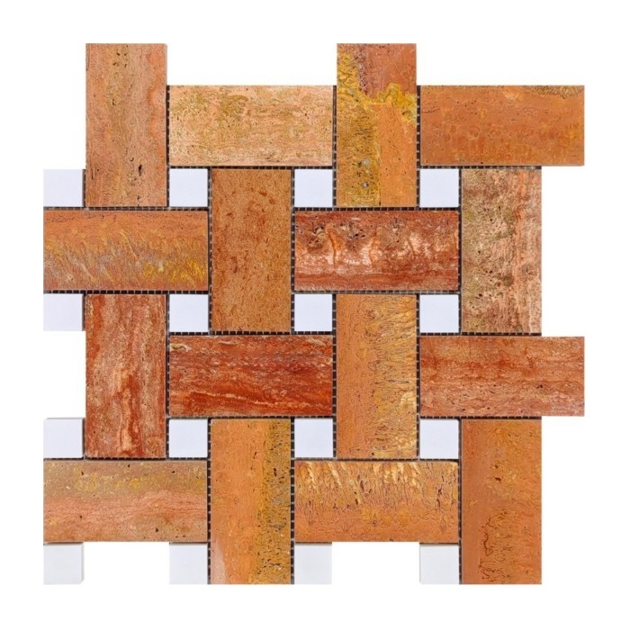 Red Travertine Mosaic Tiles CM132#