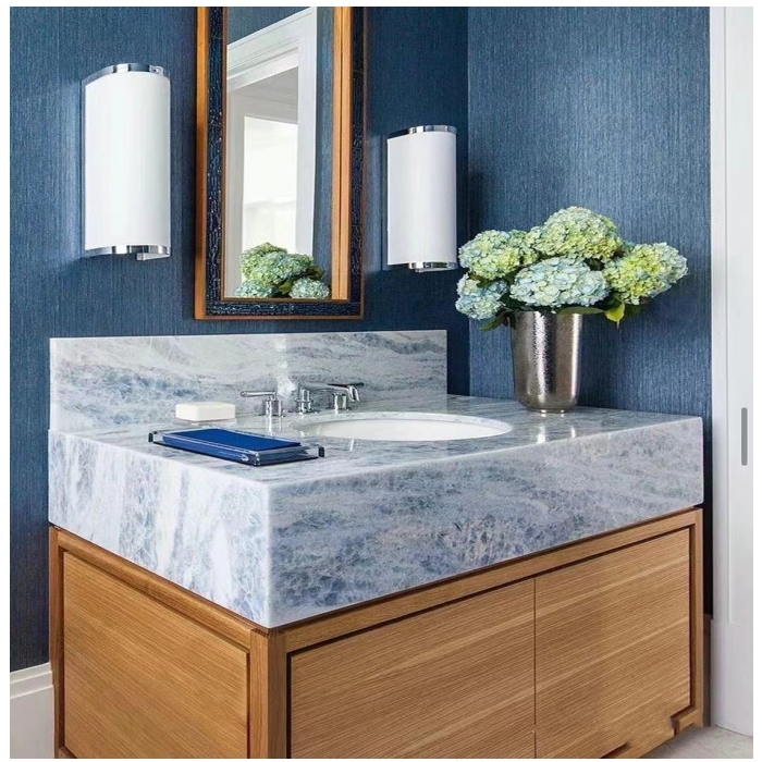 Brazil Blue Crystal Marble Vanity Countertop