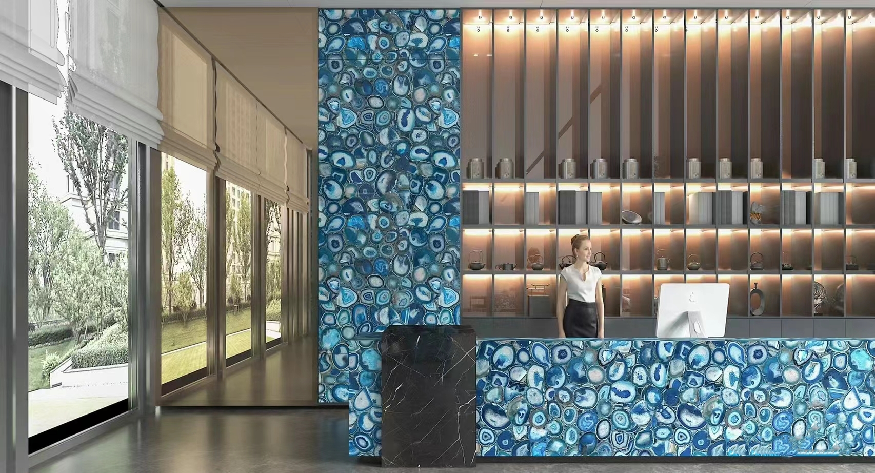 Blue Agate Semiprecious Stone Slabs