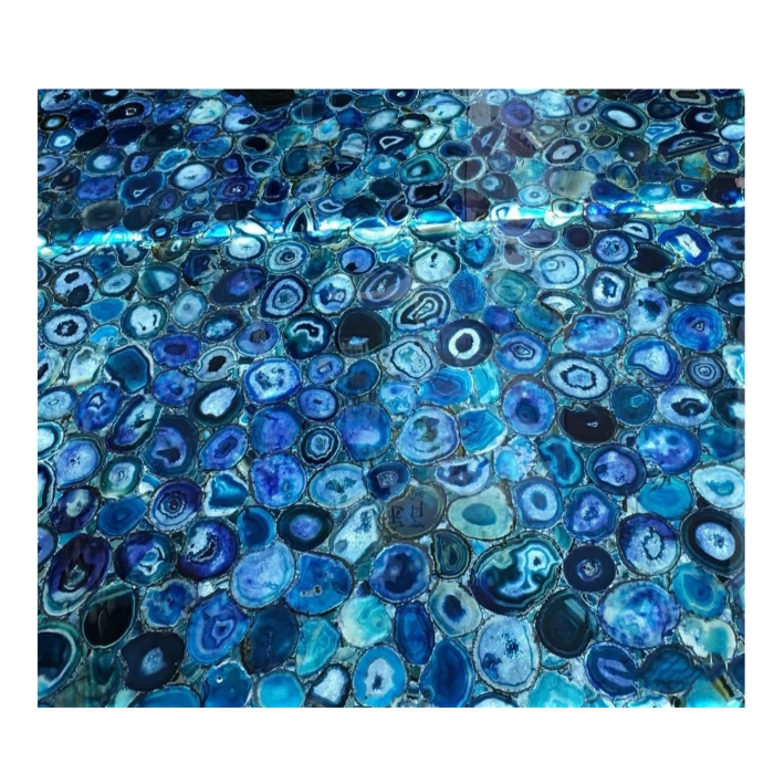 Blue Agate Semiprecious Stone Slabs Tiles