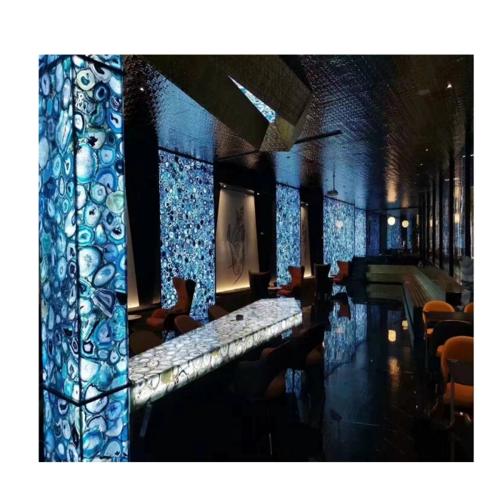 Blue Agate Gem Stone Slabs Wall Panel Tiles