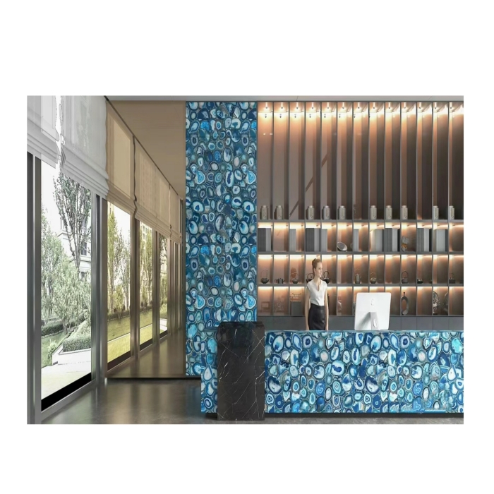 Agate Blue Semiprecious Stone Counter Top