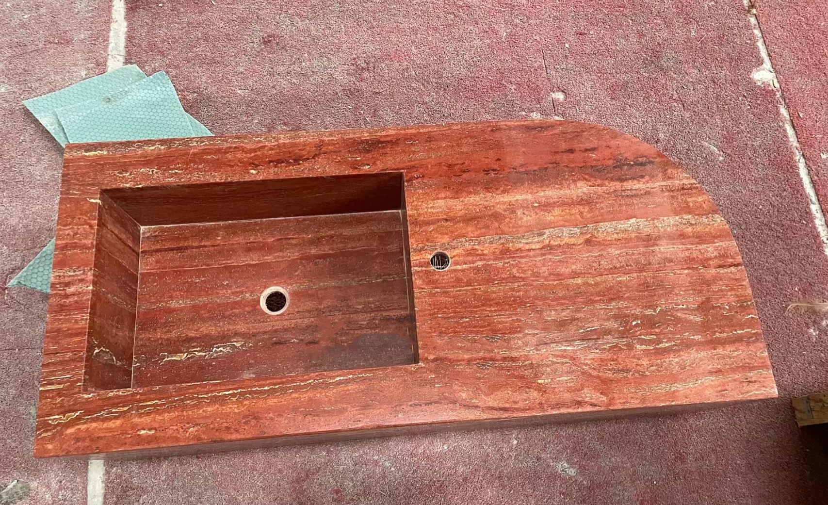 Red Travertine/Travertino Wash Basin Sinks 5