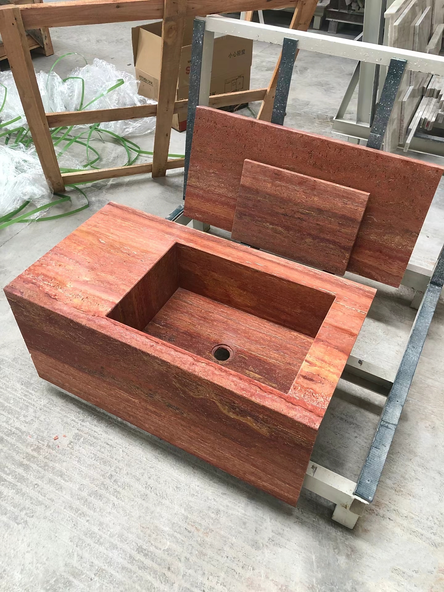 Red Travertine/Travertino Wash Basin Sinks 5