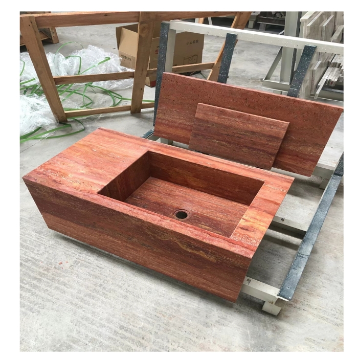 Red Travertine/Travertino Wash Basin Sinks 1